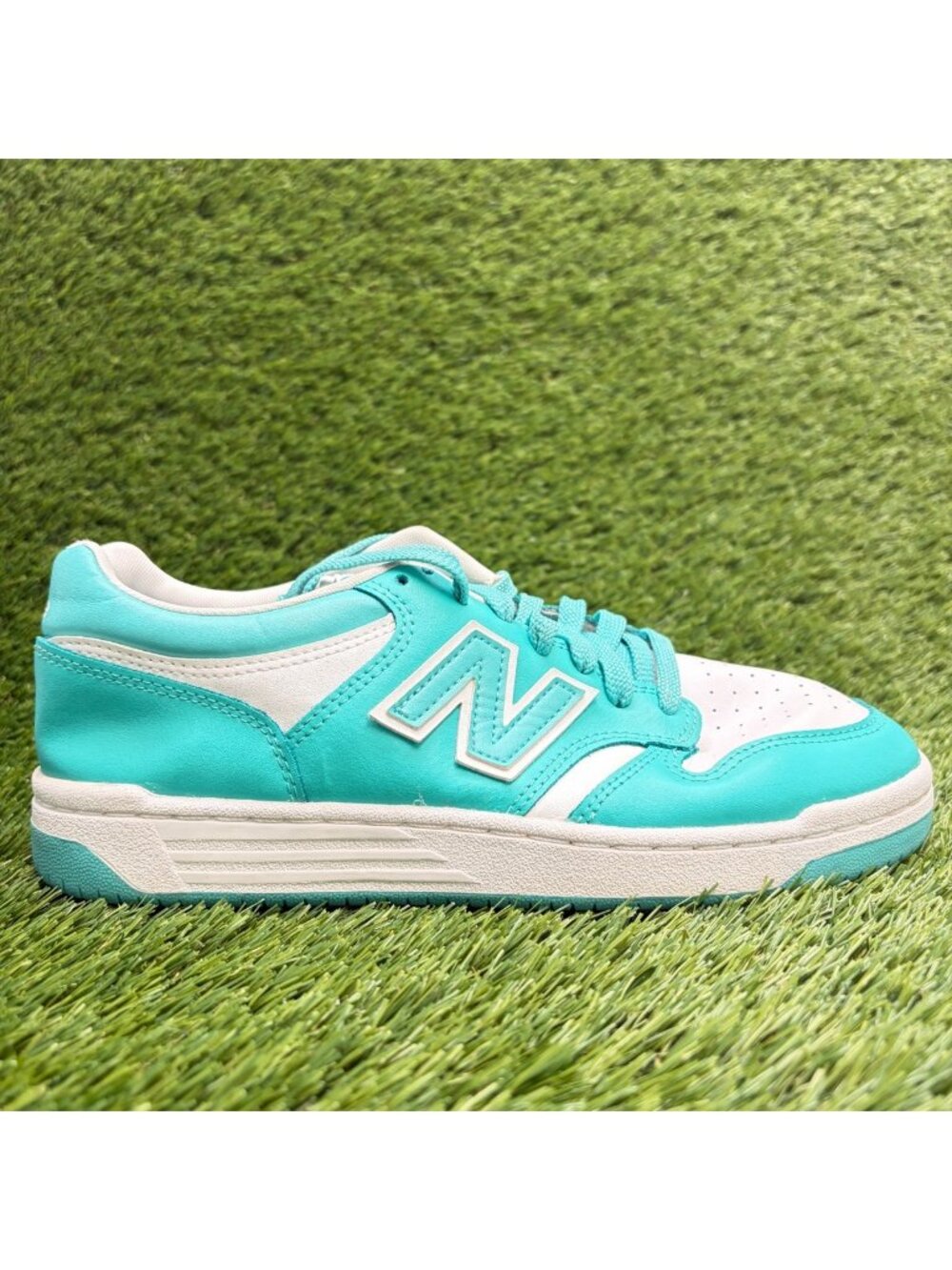 New Balance 480 Airyteal Boys Size 7Y Blue White Athletic Leather Shoes Sneakers